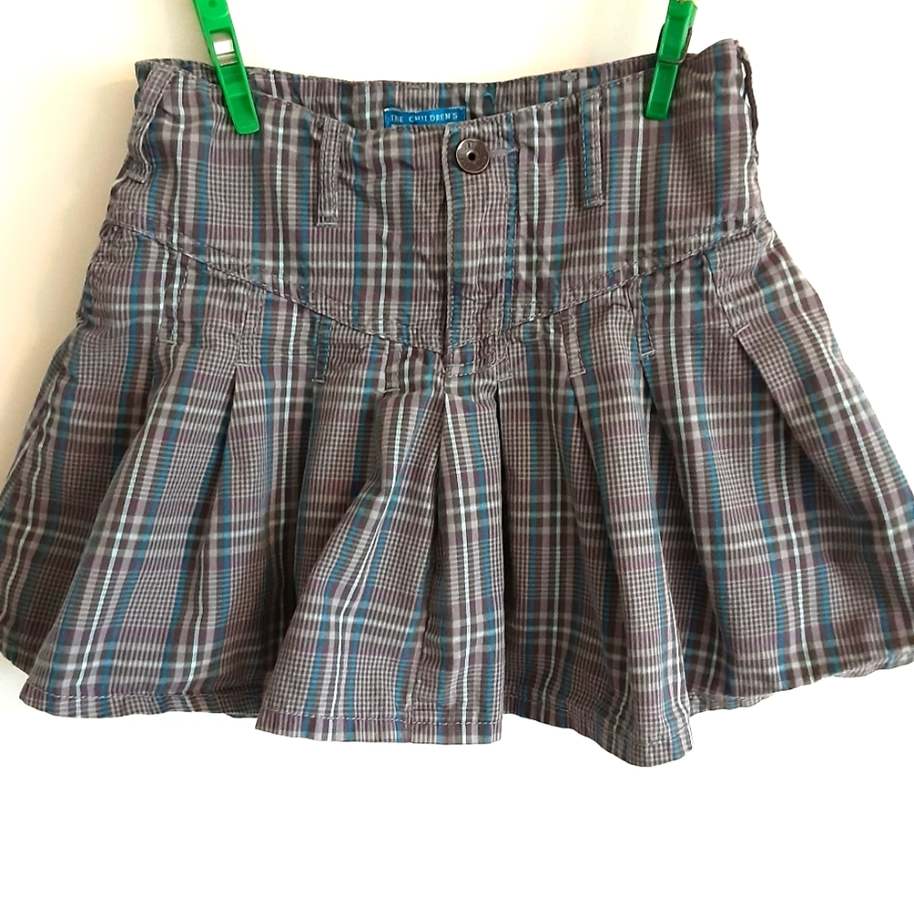 The Children's Place Girl's Plaid Skort Grey Purple Skirt Shorts Size 8